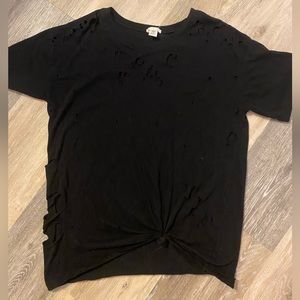 oversized black tee with holes